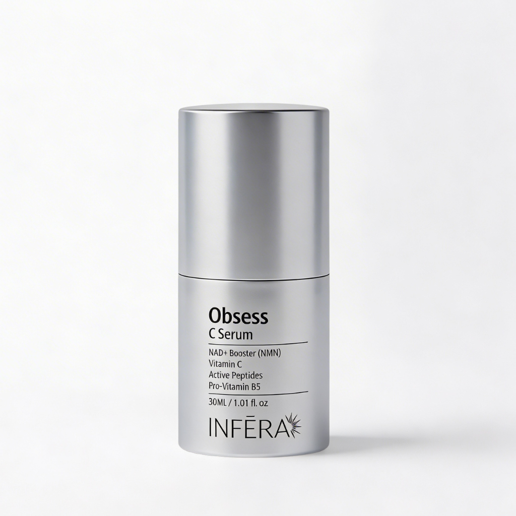 Skincare serum bottle labeled &