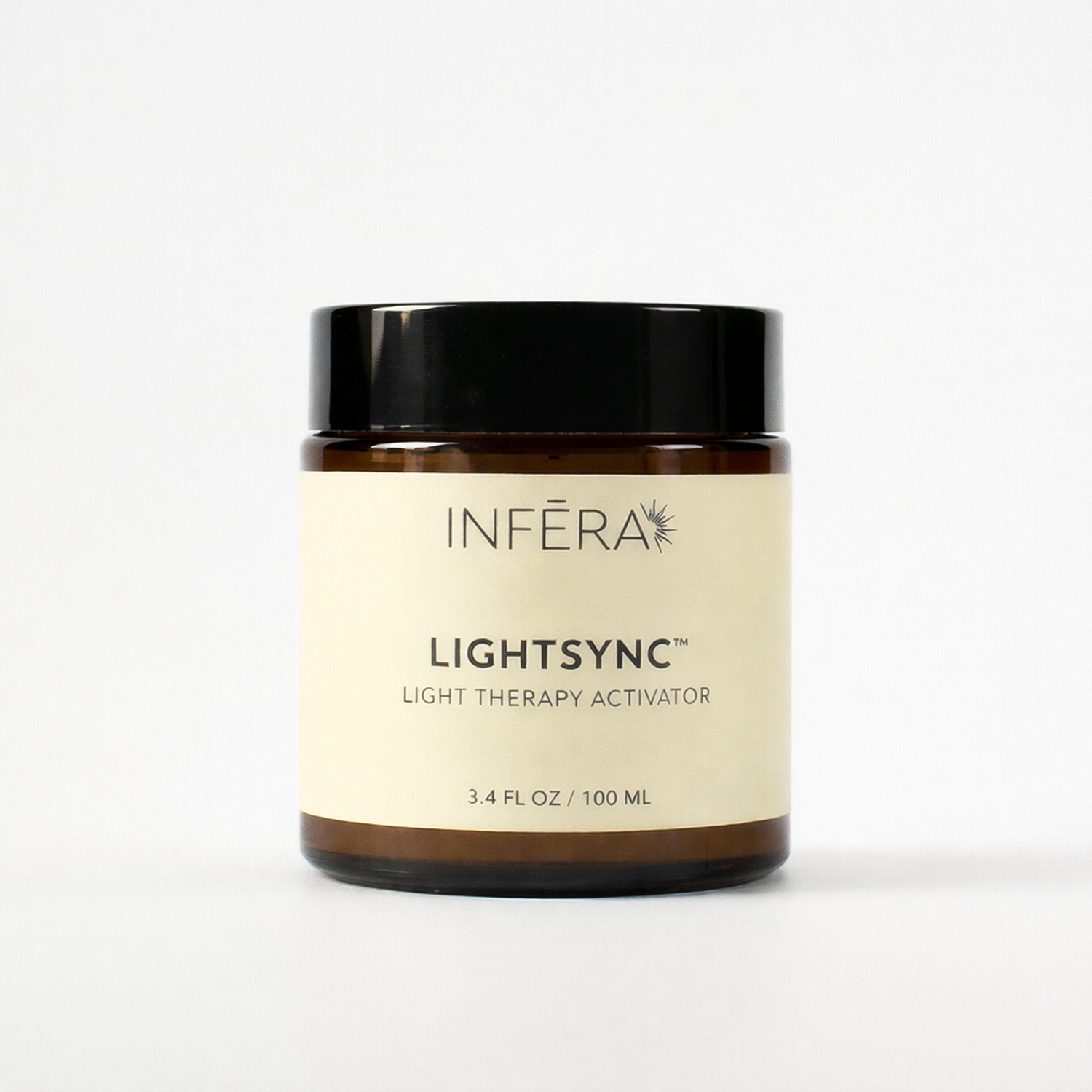Inféra LightSync light therapy activator jar on a white background
