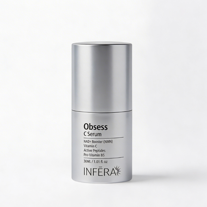 Skincare serum bottle labeled &
